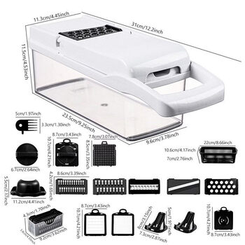 Wanzhuang vegetable slicer kitchen shredded potatoes and shredded radishes slicing machine black and white dicer 19-piece set