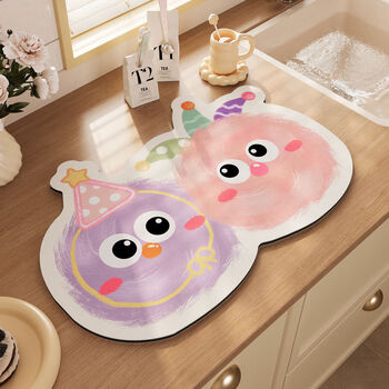 Fantasy kitchen drain mat protective pad absorbent pad stove table mat mat tablecloth diatom mud-fur ball purple powder 40x60cm upgraded version丨thickened 4mm