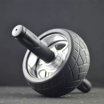 Simple wheel defective rubber abdominal wheel double bearing silent household waist and abdomen exercise aluminum alloy wheel hub indoor and outdoor fitness equipment 17.8 cm diameter rubber wheel ordinary handle
