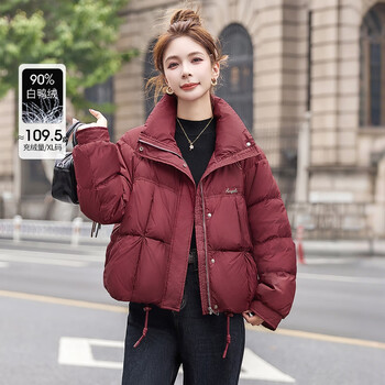 Sibaishe 90 velvet stand collar down jacket for women 2025 winter new long-sleeved loose short casual style jacket