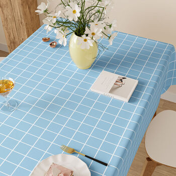 Fantasy small plaid tablecloth no-wash deskcloth rectangular tablecloth coffee table mat smoke dyed blue please contact customer service for custom sizes