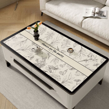 Fantasy small fragrance coffee table table mat waterproof and oil-proof no-wash table mat 2025 new high-end table mat flower and leaf poetry. upgraded thickened version 85x140cm