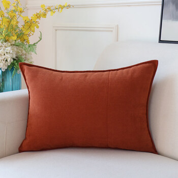 Xinjinngle modern minimalist sofa pillow super soft chenille black and white gray set nordic solid color cushion back pillow waist back cover caramel color 40cm*60cm pillowcase pillow core