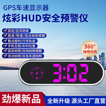 Neutral colorful hud electronic dog radar speedometer car head-up display car instrument beidou gps safety warning solar hud head-up display white model