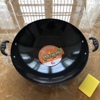 Tuojin imported high-quality wok from japan, double-ear enamel wok, uncoated, rust-free, fine iron pot suitable for gas stoves, shanghai pot_no cover_free small gift 38cm
