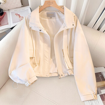 Sibaishe hooded jacket 2025 autumn new women's casual loose workwear short off shoulder long sleeve top