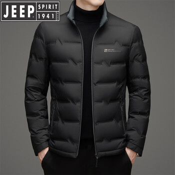 Jeep spirit men's short down jacket winter new thin goose down jacket warm thickened men's jacket black m 170