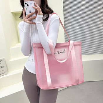 Ye yu swimming bag, wet and dry separation waterproof gym bag for men, large-capacity toiletries storage bag, can be used as a trolley travel bag, pink, with dry and wet separation compartments inside