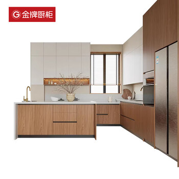 Zhong zhanggui gold medal kitchen cabinet integrated cabinet customization modern home kitchen cabinet quartz stone countertop stove cabinet integrated decoration customization 3m base cabinet 3m countertop (d012/d013/d014) 1