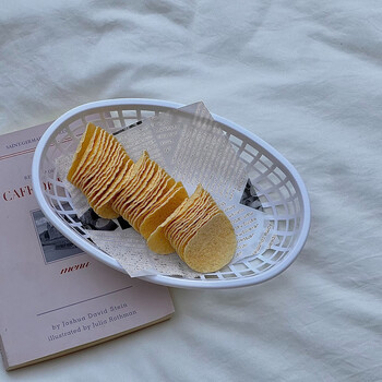 Yusenyi colorful plastic desktop storage basket vegetable and fruit basket french fries snack plate burger basket white