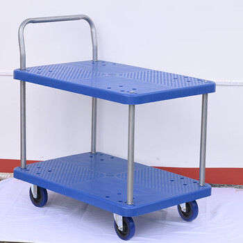 Miqi 2/3-layer flatbed cart mobile tool cart fence trolley double-layer factory warehouse truck to pull goods double-layer 65*110 without bars single handle 800 pounds