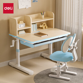Deli children's chair with backrest changxuecang study table set children's writing desk desk chair lift table-blue
