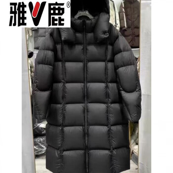 Yalu goose down cloud puff long knee down jacket 2026 thickened new winter korean style long loose jacket goose down jacket 95% white goose down women's black small down jacket s recommended 100-130 catties small down jacket