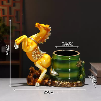 Yusenyi art resin pen holder wine ornaments office wine cabinet desktop high-end creative storage multi-function rack yellow ma06