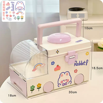Yusenyi xiaohuoyan medicine box large capacity household medicine box highly portable value suitcase dormitory emergency medical storage box pink ambulance medicine box-random cartoon sticker