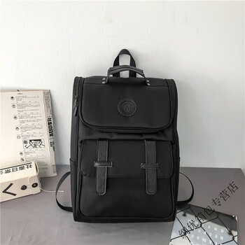 Ye yu large capacity men's backpack leisure travel computer backpack female high school junior high school student school bag college student black no badge no pendant