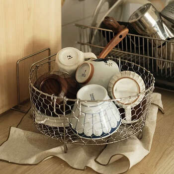 Yusenyi hand-woven storage basket dishes and fruit storage basket snack storage basket 30cm