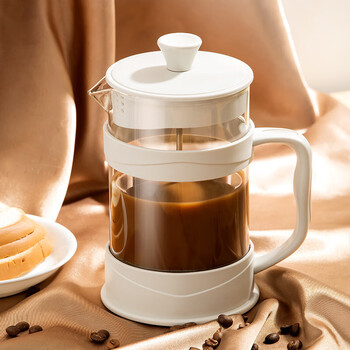 Modern housewife quality same style french press pot household coffee hand brewing utensils heat-resistant glass milk foaming filter cup double layer filter 350ml