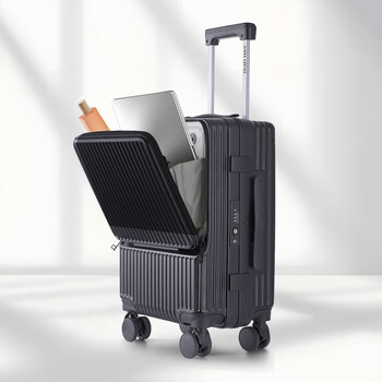 Delsey shopping mall same style french dellux trolley suitcase boarding case universal wheel ambassador suitcase black 20 inches