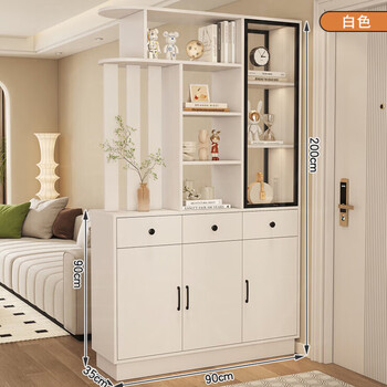 Yusenyi solid wood entrance cabinet entrance door opposite door double-sided partition foyer shoe cabinet small apartment living room storage multi-functional wine cabinet right solid wood warm white length 90 depth 35 height 200#