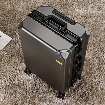 Ye yu fashionable aluminum frame trolley suitcase suitcase wheel suitcase large capacity password box durable business suitcase student october new version business black frame dark gray usb + detachable wheel upgrade twenty-six (44*68*28)