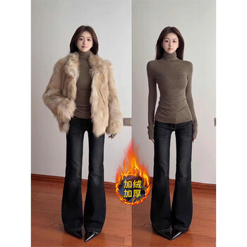 Luyal korean style high-collar thickened german velvet warm bottoming shirt for women in autumn and winter slim waist long-sleeved tops for inner wear coffee color german velvet l