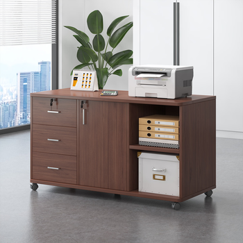 Yijiada file cabinet under desk storage cabinet office cabinet drawer cabinet storage side cabinet removable wooden lockable storage cabinet hot selling north american black walnut color 100*34*59cm