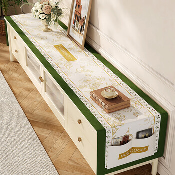 Yusenyi tv cabinet cover cloth living room sideboard dust cover high-end waterproof mat grass and love song square horizontal 35*180cm