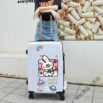 Ye yu graffiti travel box female student cartoon suitcase personalized password trolley case cute boarding case white/bixin rabbit 26 inch
