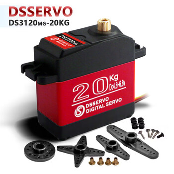 Dasheng steering gear single axis 20kg robot car model large torque 30kg metal teeth 60kg robotic arm pan/tilt accessories 20kg_ds3120 180 degree + metal steering wheel