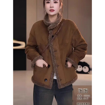 Pierre cardin lamb wool coat for women 2025 new hot style autumn and winter plush small fragrance polar fleece for age reduction, beautiful and stylish, brown m, recommended within 100 pounds