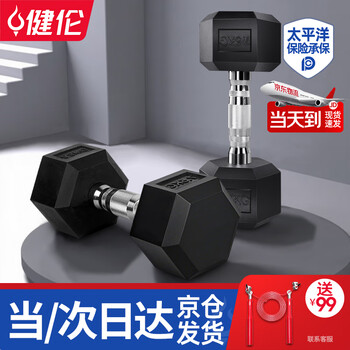 Jianlun next day delivery dumbbell men's gym commercial professional pure steel dumbbell set plastic-coated household dumbbell hexagonal