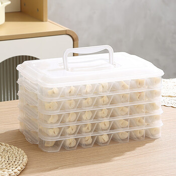 Shijanu dumpling box dumpling box compartment household refrigerator quick-freezing storage box multi-layer dumpling wonton tray with lid white - 5 layers 1 cover - 105 compartments