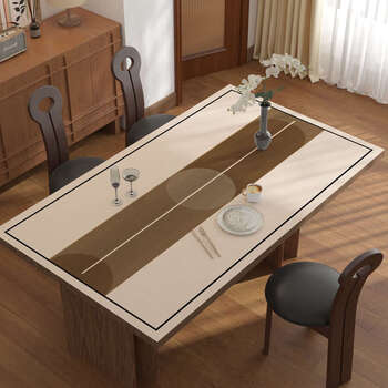 Yusenyi high-end dining table mat waterproof and oil-proof no-wash desktop protection mat tablecloth high temperature resistant coffee table table mat sun wheel clock custom size contact customer service