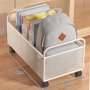 Kunfeng under-desk book bag storage box removable pulley book box student classroom desktop book storage box bookshelf mobile model white large size - upgraded bold version (80% of netizens purchased)