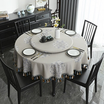 Jun yuexi round table tablecloth high-end home chinese style large light luxury 2025 new dining table high-end hotel hotel new chinese style suman-round tablecloth 140cm round tablecloth (suitable for round tables with a diameter of 80cm-100cm