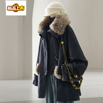 Chujing u navy blue down lining jacket for women with fashionable cool temperament spliced lapel warm winter jacket navy blue s within 110 pounds