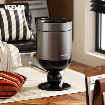 Veelar high-looking light luxury creative lidless living room trash can kitchen bedroom tall feet without bending large capacity 2025 new model 15l-volcanic lime without lid + with pulleys