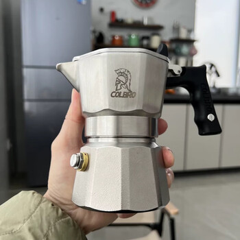 Colbro cobro stainless steel three-valve moka pot for brewing strong coffee, home espresso machine for outdoor camping, three-valve 316 stainless steel moka pot + electric ceramic stove
