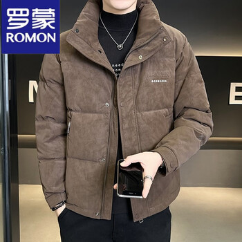 Romon suede down jacket men's short winter 2025 new thickened warm and cold-proof jacket for men 2448 brown xl 121-140