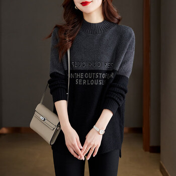 Romon mid-length bottoming shirt women's 2025 new autumn and winter style thickened large size inner style top loose t-shirt gray 2xl 135-150 catties