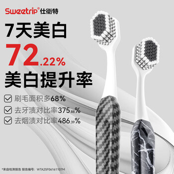 Sweetrip high-end men's toothbrush removes tobacco stains and tea stains, medium-bristle graphene antibacterial men's wide head, 2 pieces