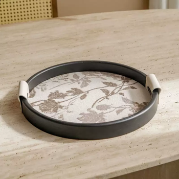 Yusenyi sundries french storage desktop home living room tray light entrance hall leather tray retro key luxury high-end sense medieval pallet white gray round medieval pallet white gray round