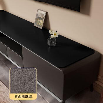 Fantasy high-end tv countertop mat waterproof, oil-proof and dirt-proof sideboard table mat entryway shoe cabinet mat jp obsidian black front leather/back suede customized size or rounded corners please contact customer service
