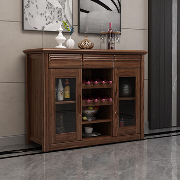 He jiagong walnut sideboard household tea cabinet multi-functional wine cabinet modern simple storage cabinet storage cabinet kitchen cupboard walnut sideboard double door