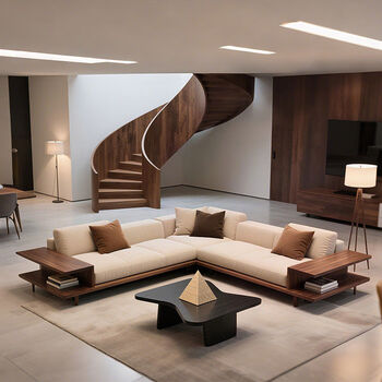 Jieyunmao italian light luxury solid wood sofa living room walnut villa large-sized fabric corner sofa 2025 new high-end l-shaped corner sofa black walnut 1+2+3 sofa+coffee table+tv cabinet 10x10x10cm