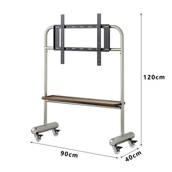 Aoyanlai movable stainless steel tv stand 4075-inch floor cart universal wheel for home use h single layer stainless steel + walnut color_crystal wheel