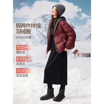 Mohan yimei's beautiful winter jacket burgundy short down jacket 2025 new hooded versatile jacket ankola red s