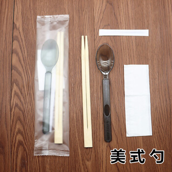He jiagong disposable chopsticks four-in-one takeout bibimbap tableware four-piece set restaurant fast food packaging chopsticks american spoon 800 sets