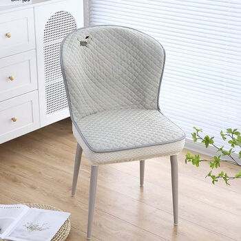 Fantasy light luxury curved chair cover dining table and chair seat cushion and back all-in-one semi-circular chair cushion stool for all seasons t version dachshund gray 6 pieces (collection will be shipped first)